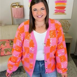 Absolutely stunning pink sequence cardigan!